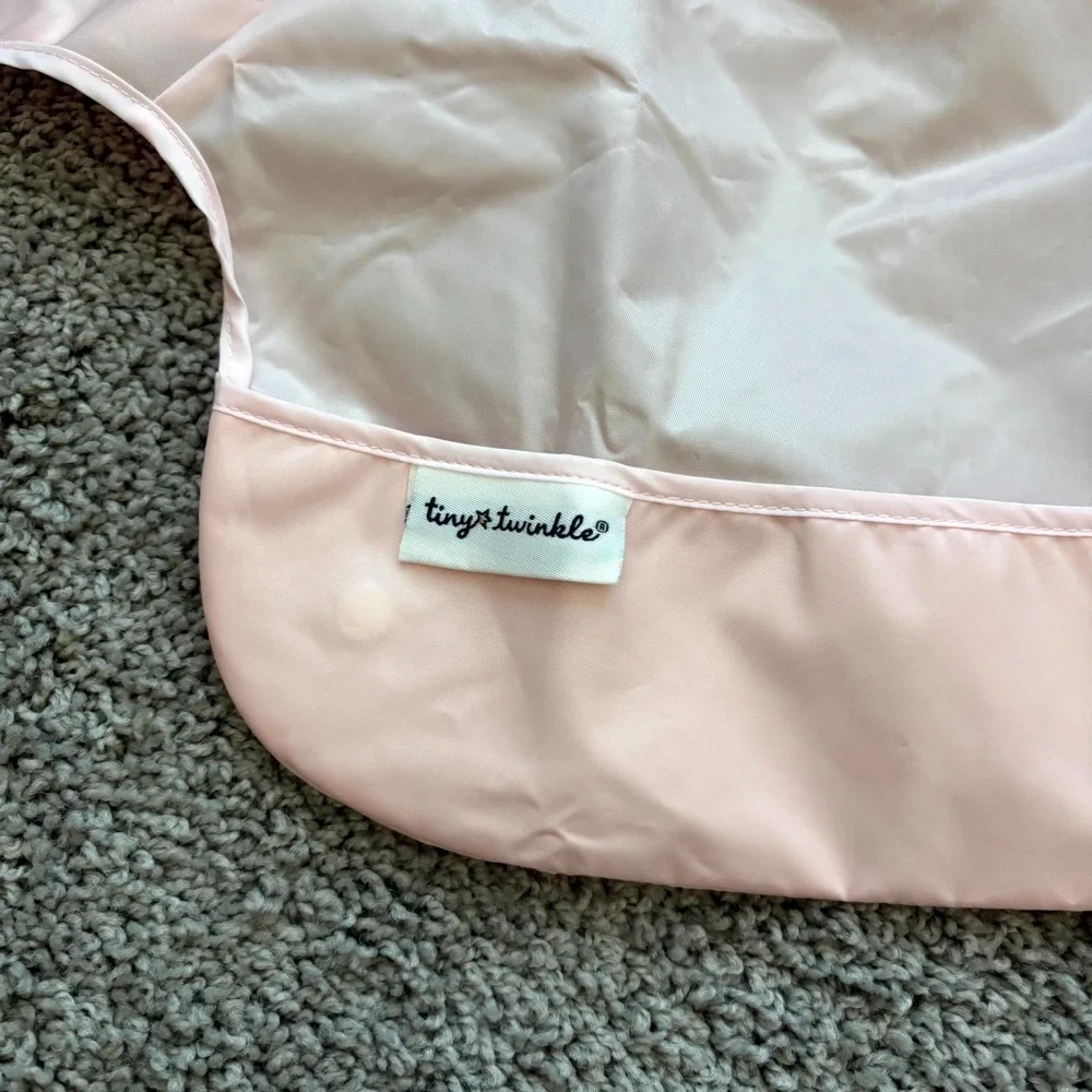 Tiny Twinkle Baby Feeding Smock Bib Pink Long Sleeve Waterproof 6-24 Months